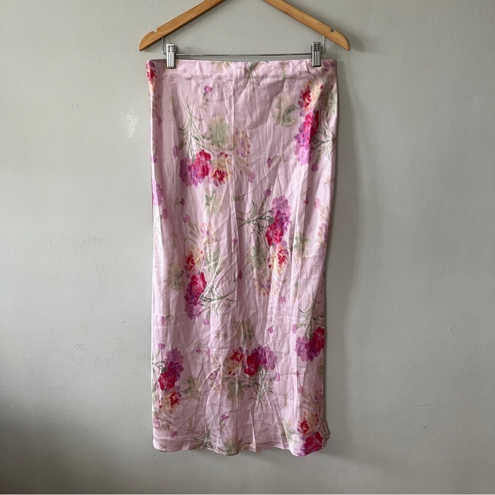 LoveShackFancy Castle Midi Pink Satin/Silk Skirt Size Large NWOT - Picture 6 of 7